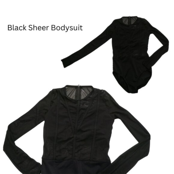 Black Mesh Long Sleeve Bodysuit – Size Small (Unbranded) - Picture 1 of 1